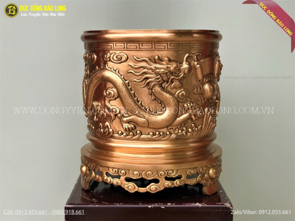 bát hương bằng đồng rồng nổi
