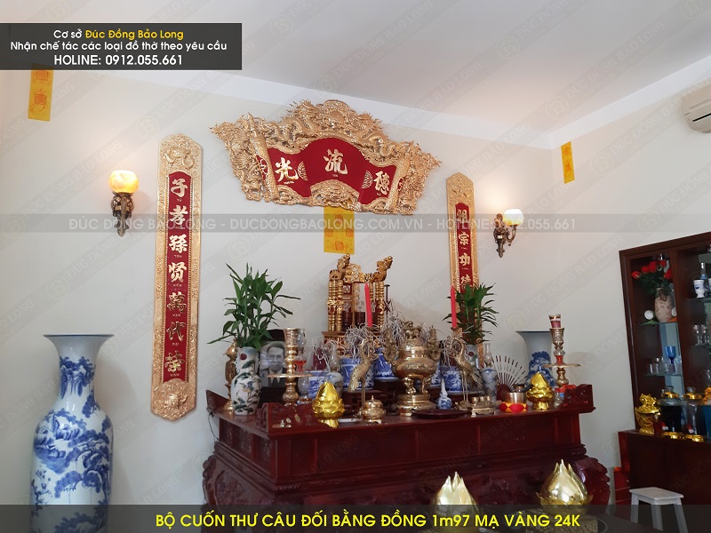 bộ cuốn thư câu đối mạ vàng 1m97