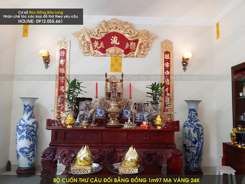 bộ cuốn thư câu đối mạ vàng 1m97