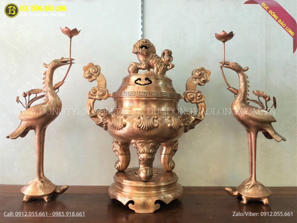 hạc thờ bằng đồng đỏ