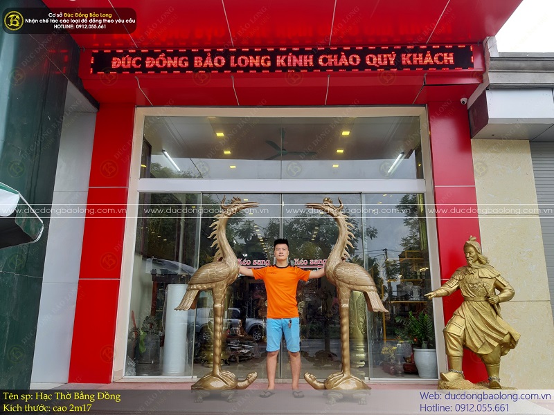 hạc thờ bằng đồng 2m17