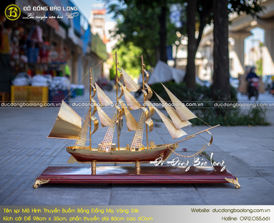 Mô hình thuyền buồm bằng đồng mạ vàng dài 86cm Mô Hình Thuyền Buồm Bằng Đồng Mạ Vàng Dài 86Cm