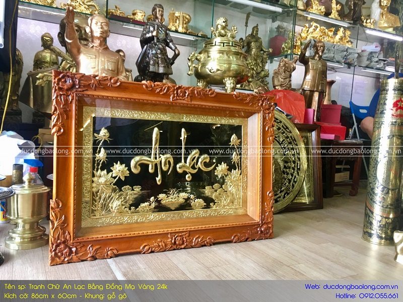 tranh chữ an lạc 86cm x 60cm mạ vàng