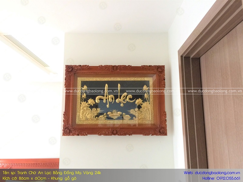 tranh chữ an lạc 86cm x 60cm mạ vàng