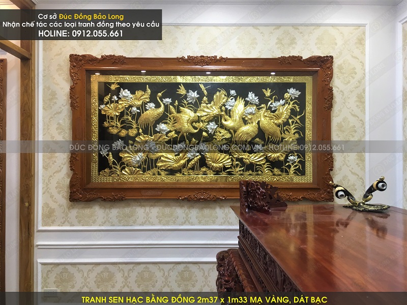 tranh sen hạc đẹp