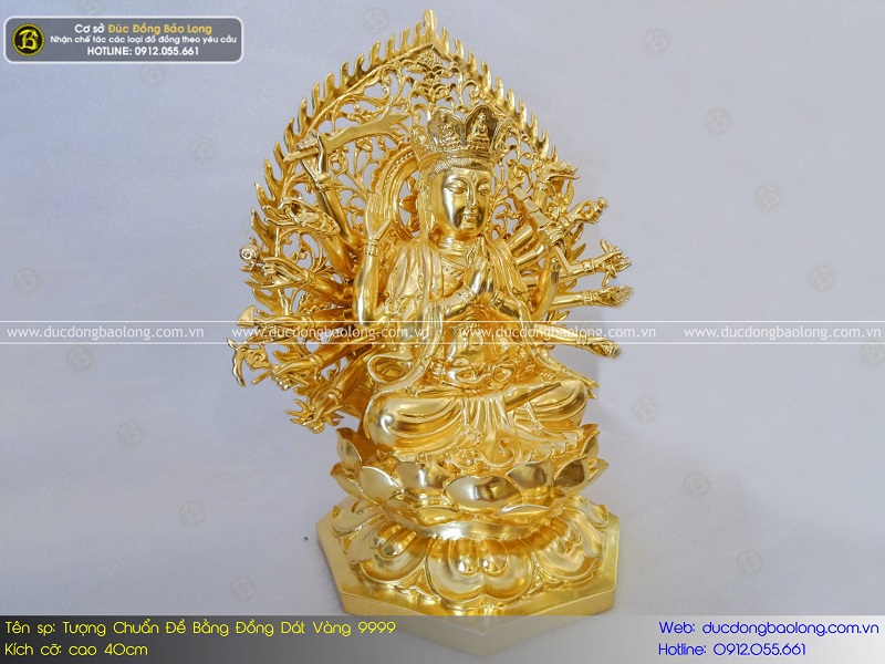 tượng chuẩn đề bằng đồng 40cm dát vàng