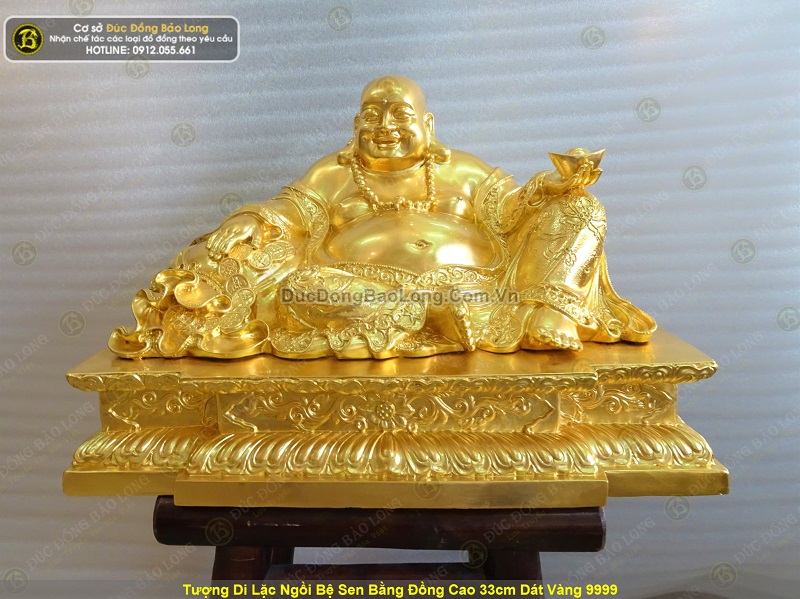 tượng di lặc bằng đồng dát vàng 9999