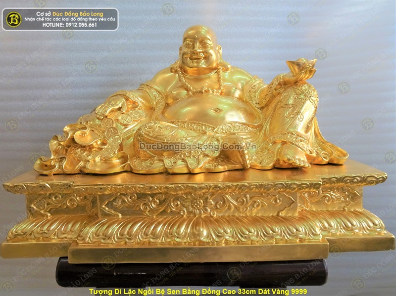 tượng di lặc bằng đồng dát vàng 9999