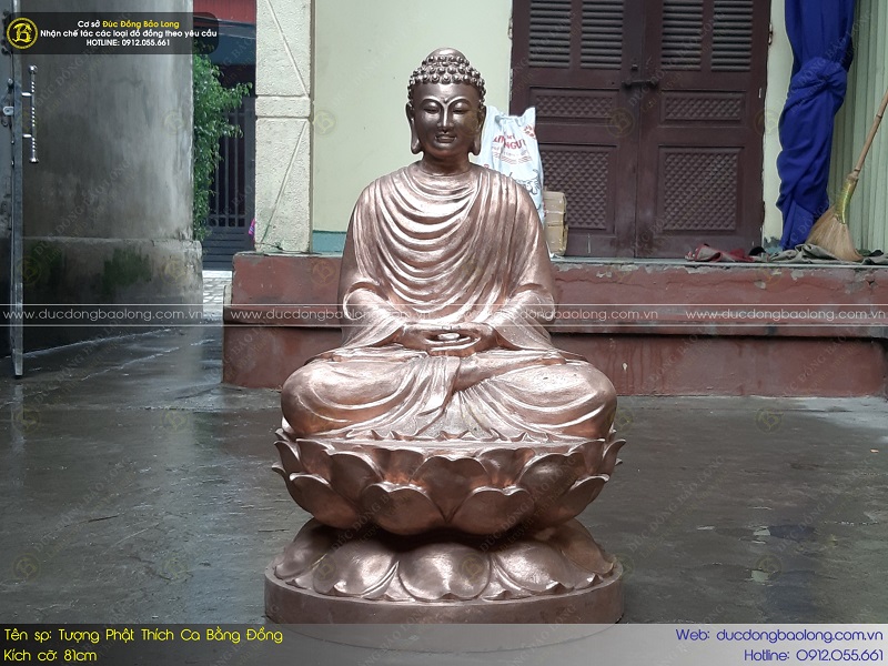 tượng phật thích ca bằng đồng đỏ 81cm