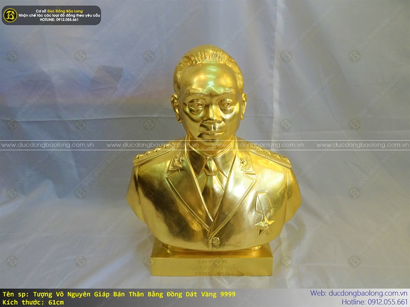 tượng võ nguyên giáp bằng đồng 61cm dát vàng 9999