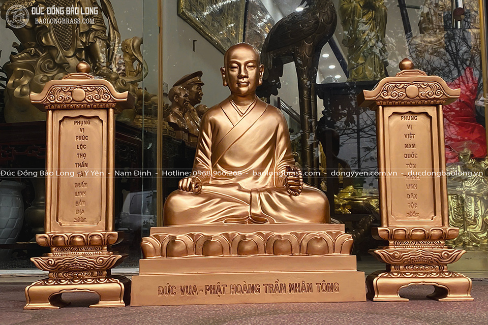Bài Vị Đúc Bằng Đồng Đỏ Cao 30Cm Màu Trầm Cổ