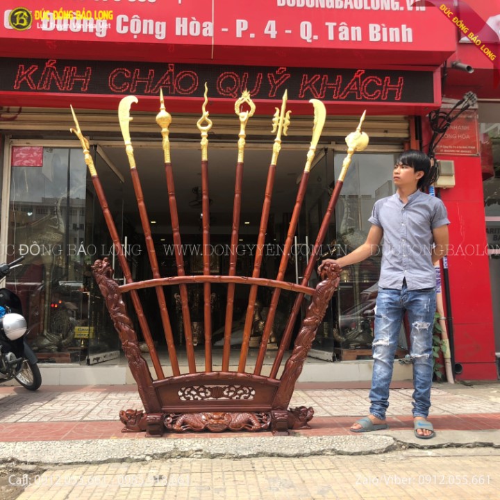 Bộ Bát Bửu Bằng Đồng 2m17 Dát Vàng 9999