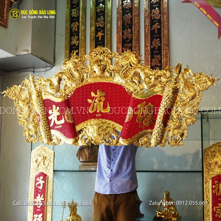 Bộ Cuốn Thư Bằng Đồng 1m76 Mạ Vàng 24k