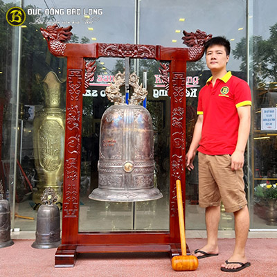 Chuông Đồng 100kg Và Giá Treo Gỗ Lim Cho Nhà Thờ Họ, Đền, Miếu, Chùa