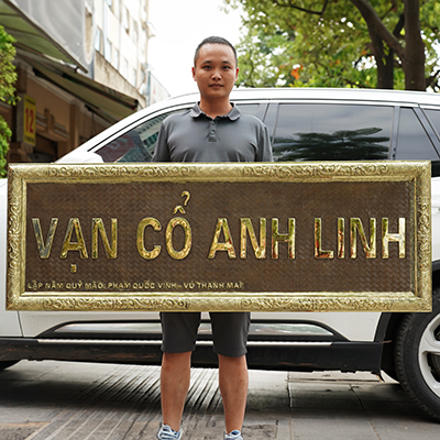 Đại Tự Vạn Cổ Anh Linh 1m55 Bằng Đồng Hun Giả Cổ