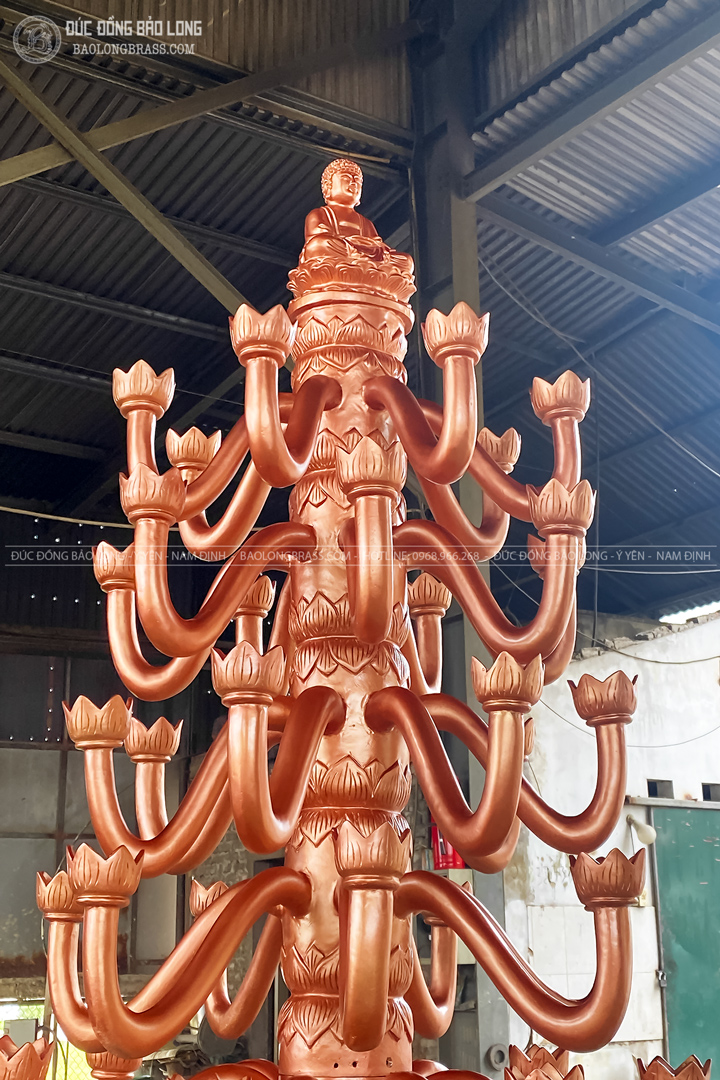 Đèn Dược Sư Đúc Thủ Công Bằng Đồng Đỏ Cao 2m3