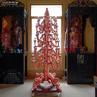 Đèn Dược Sư Đúc Thủ Công Bằng Đồng Đỏ Cao 2m3