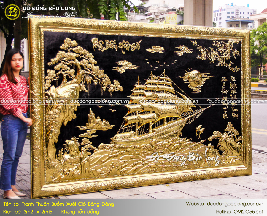 Lắp tranh Thuận Buồm Xuôi Gió khung liền đồng 3m21 x 2m15