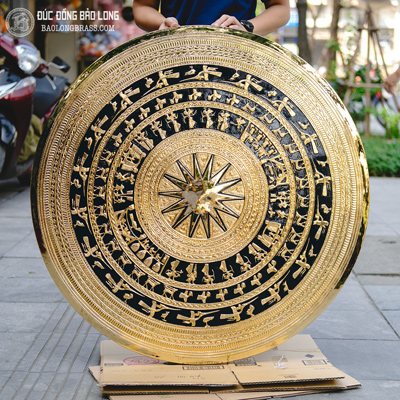 Mặt Trống Đồng Gò Chạm Mạ Vàng 24K ĐK 100cm