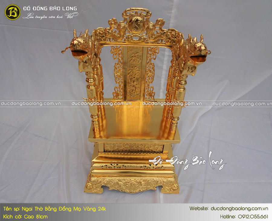 Ngai thờ bằng đồng mạ vàng 24k cao 81cm