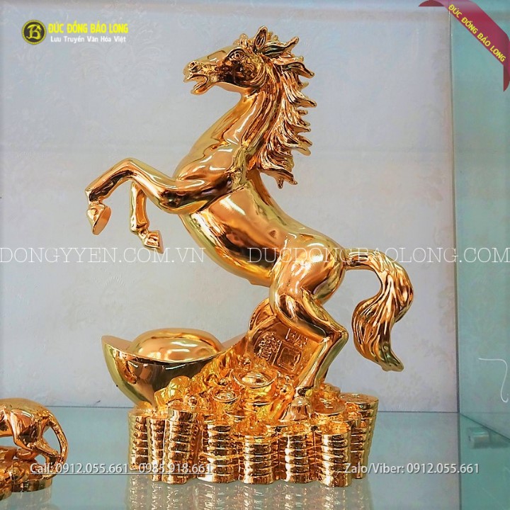 Ngựa Phong Thủy Bằng Đồng Mạ Vàng 24k