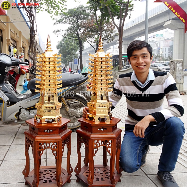 Tháp Văn Xương Bằng Đồng Mạ Vàng 24k 63cm cho khách Đà Nẵng