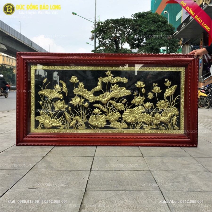 Tranh Hoa Sen Bằng Đồng Khổ 1m76 x 89cm