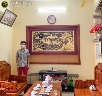 Tranh Mã Đáo Thành Công bằng đồng 1m97 x 1m07 khung gỗ gụ