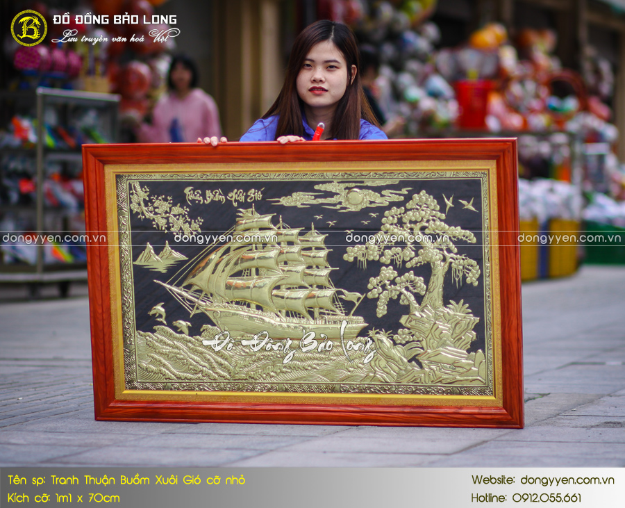 Tranh Thuận Buồm Xuôi Gió bằng đồng 1m1 x 70cm