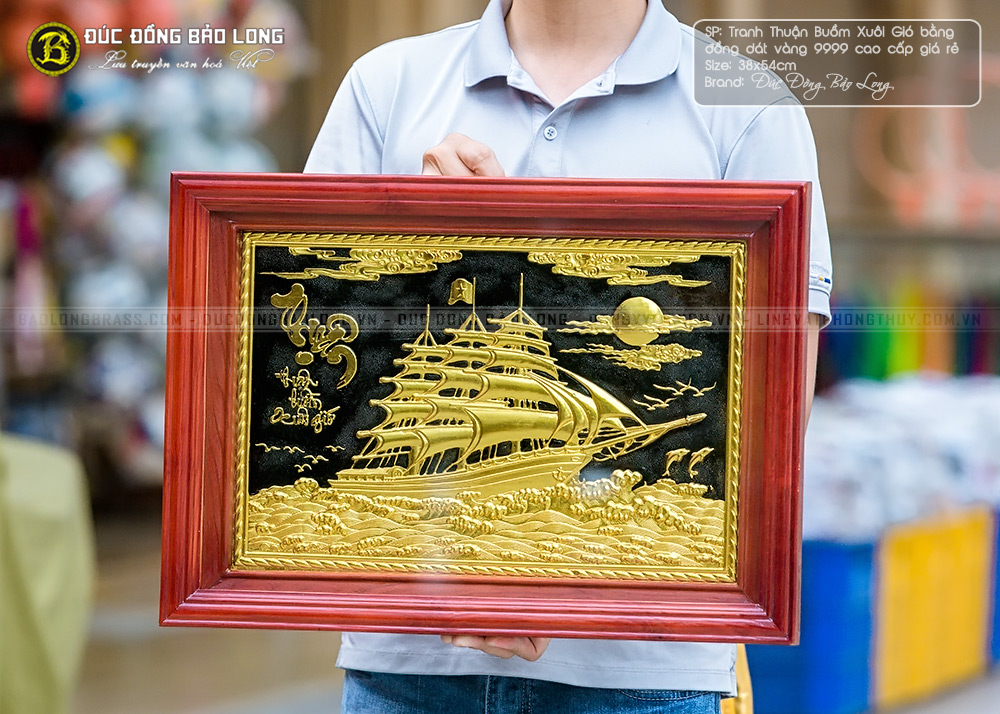 Tranh Thuận Buồm Xuôi Gió Bằng Đồng Mạ Vàng 38cm x 54cm