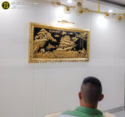 Tranh Thuận Buồm Xuôi Gió khung liền đồng mạ vàng 1m76 x 89cm