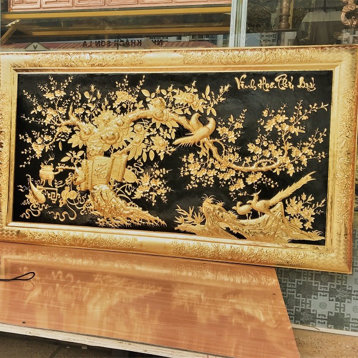 Tranh Vinh Hoa Phú Qúy Bằng Đồng Mạ Vàng 24k Khổ 1m55 x 88cm
