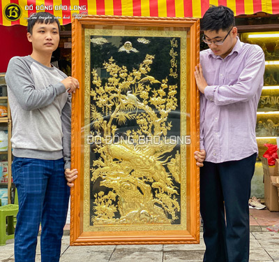 Tranh Vinh Hoa Phú Quý mạ vàng dát bạc 1m33 x 75cm