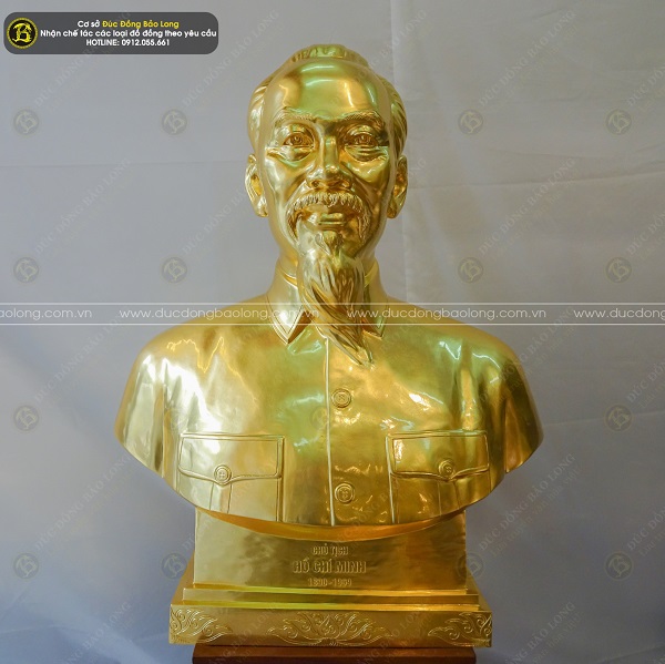 Tượng Bác Hồ Bán Thân Bằng Đồng 89cm Dát Vàng 9999