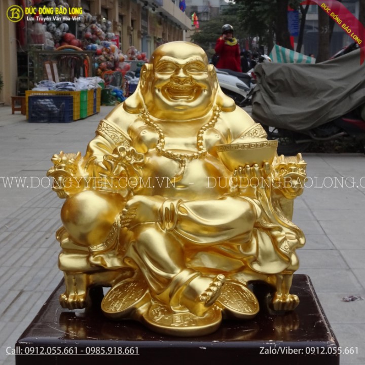 Tượng Phật Di Lặc Dát Vàng 9999 Cao 35cm