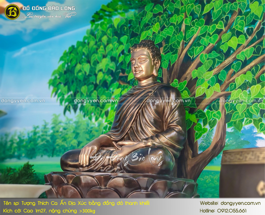 Tượng Phật Thích Ca bắt ấn Địa Xúc bằng đồng 1m27