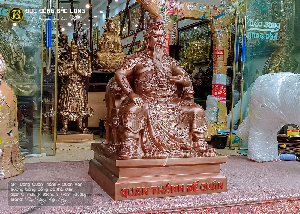 Tượng Quan Thánh - Quan Vân Trường Đúc Đồng Đỏ Cao 1m25