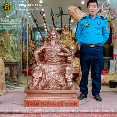 Tượng Quan Thánh - Quan Vân Trường Đúc Đồng Đỏ Cao 1m25