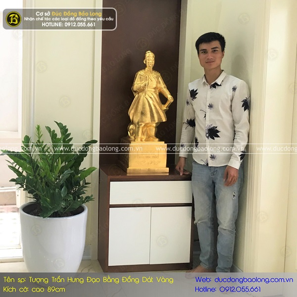 Tượng Trần Hưng Đạo Bằng Đồng 89cm Dát Vàng 9999