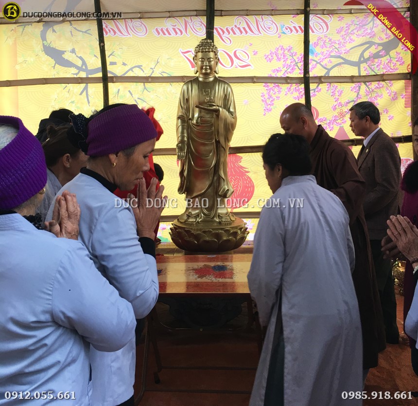 Đúc Tượng Phật A Di Đà Đứng 1m8 cho chùa Thanh Quang - Hà Tĩnh