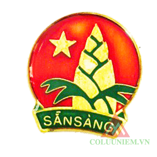Huy Hiệu Đội Tntp Hay Thường Gọi Là Huy Hiệu Măng Nong Hinh Tròn Ở Trong Có  Hình Măng Non Trên Nền Cờ Đỏ Sao Vàng. - Ở Dưới Có Băng Chữ : 
