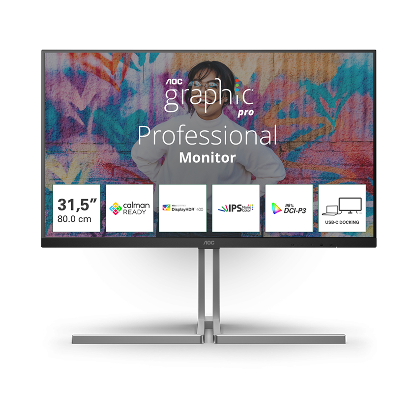 Màn hình AOC Graphic Pro Q27U3CV/74 (27 Inch/QHD/NANO IPS/75Hz/4ms/Loa/RJ45/HDR400/USB-C 96W)