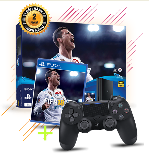 Máy chơi game PS4 PRO 1Tb + 02 tay + FIFA 18 (Tặng quà trị giá 2t5)