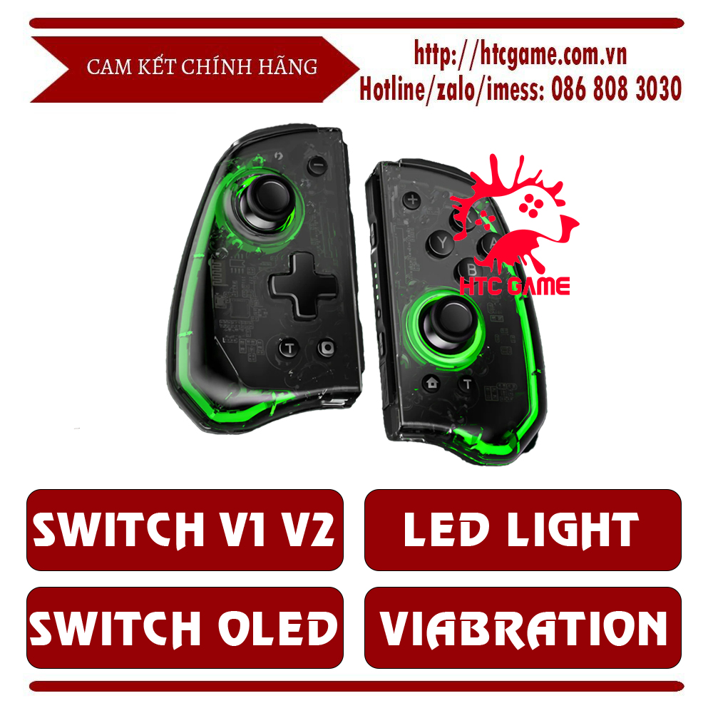 Tay cầm Joycon đen trong suốt V2 cho Nintendo Switch - IINE L762