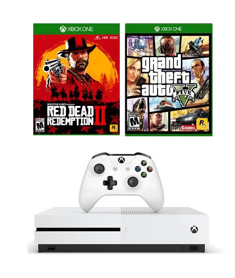 Máy Xbox One S 4K HDR 500Gb đĩa GTA V và Red Dead Redemption 2
