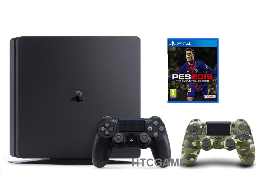 PS4 Slim 500G + 2 Tay + Game PES2019 ASIA