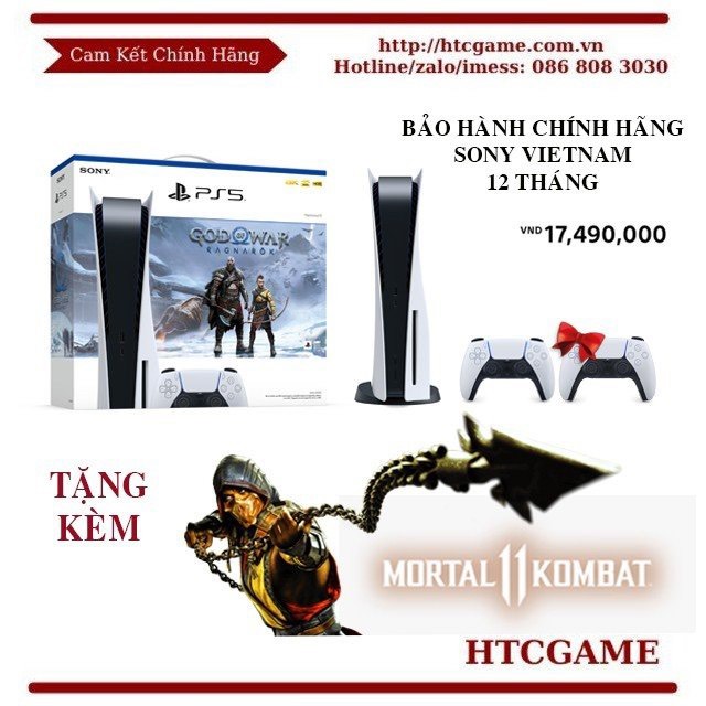 Máy PS5 GOD OF WAR RAGNAROK BUNDLE VN TẶNG THÊM 1 TAY + GAME MORTAL KOMBAT 11