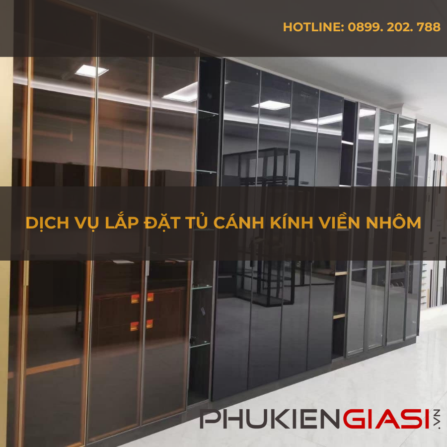 Dịch vụ lắp đặt tủ cánh kính viền nhôm 20x20mm cao cấp tại HCM