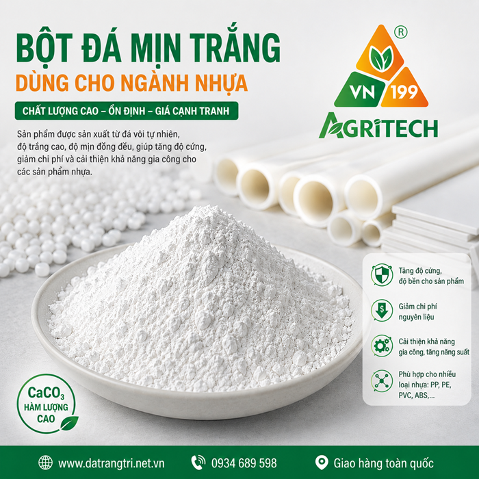 Bột đá CaCO₃ sản xuất nhựa – Giải pháp tối ưu cho ngành nhựa