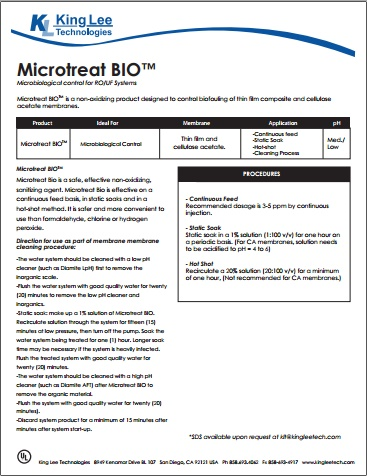 Hoá chất Kinglee - Microtreat BIO™chống rêu tảo và vi sinh vật với màng RO, Cooling tower Hoá chất Kinglee - Microtreat BIO™chống rêu tảo và vi sinh vật với màng RO, Cooling tower